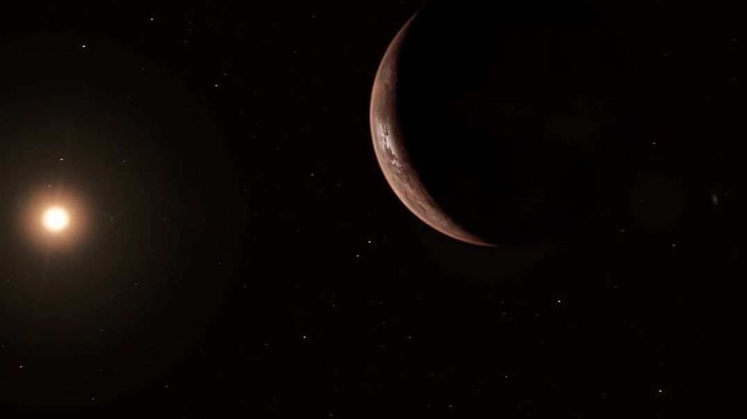 ⁣Artist’s impression of Barnard’s Star and its super-Earth